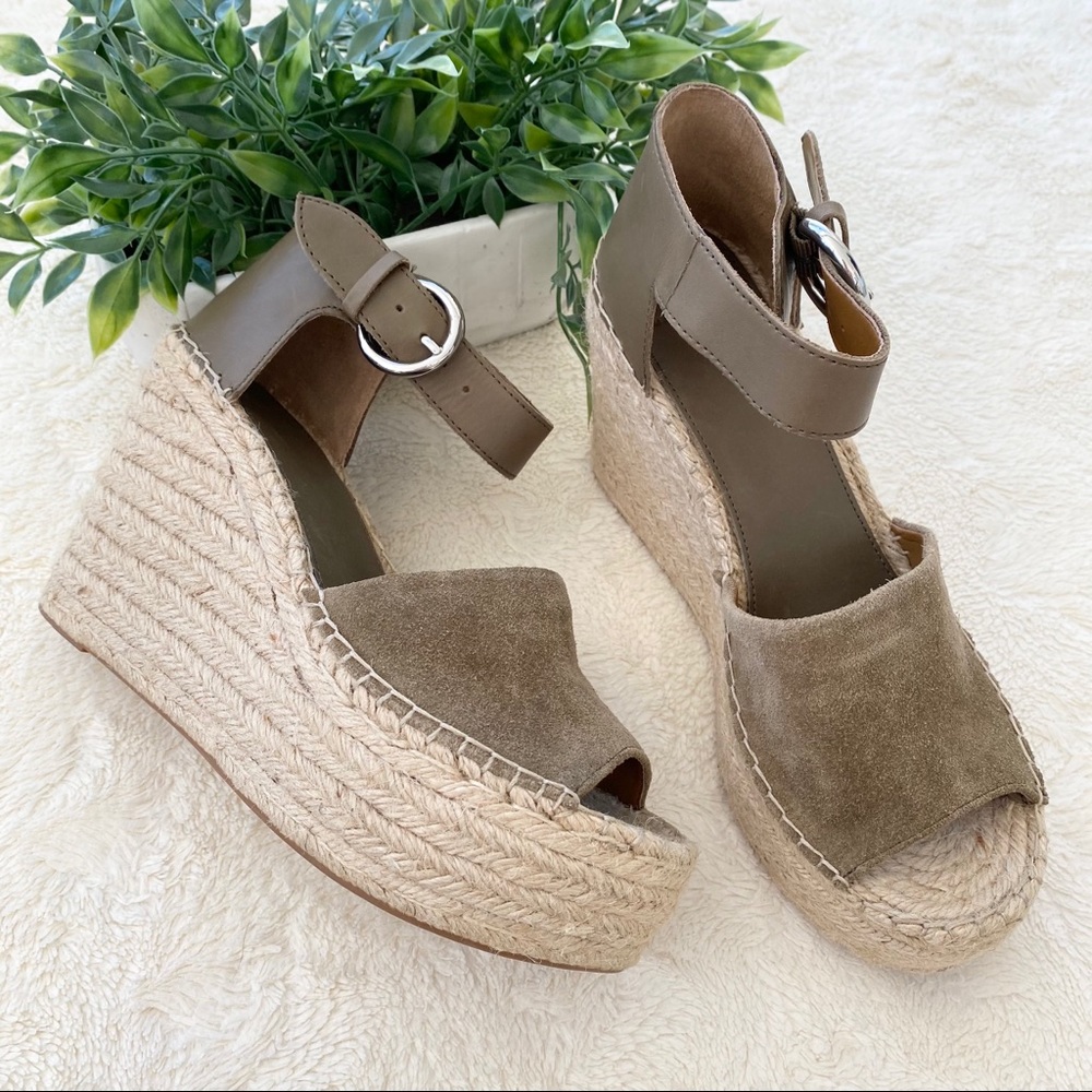 Marc Fisher Alida brown green espadrille wedge 10 - Picture 2 of 12